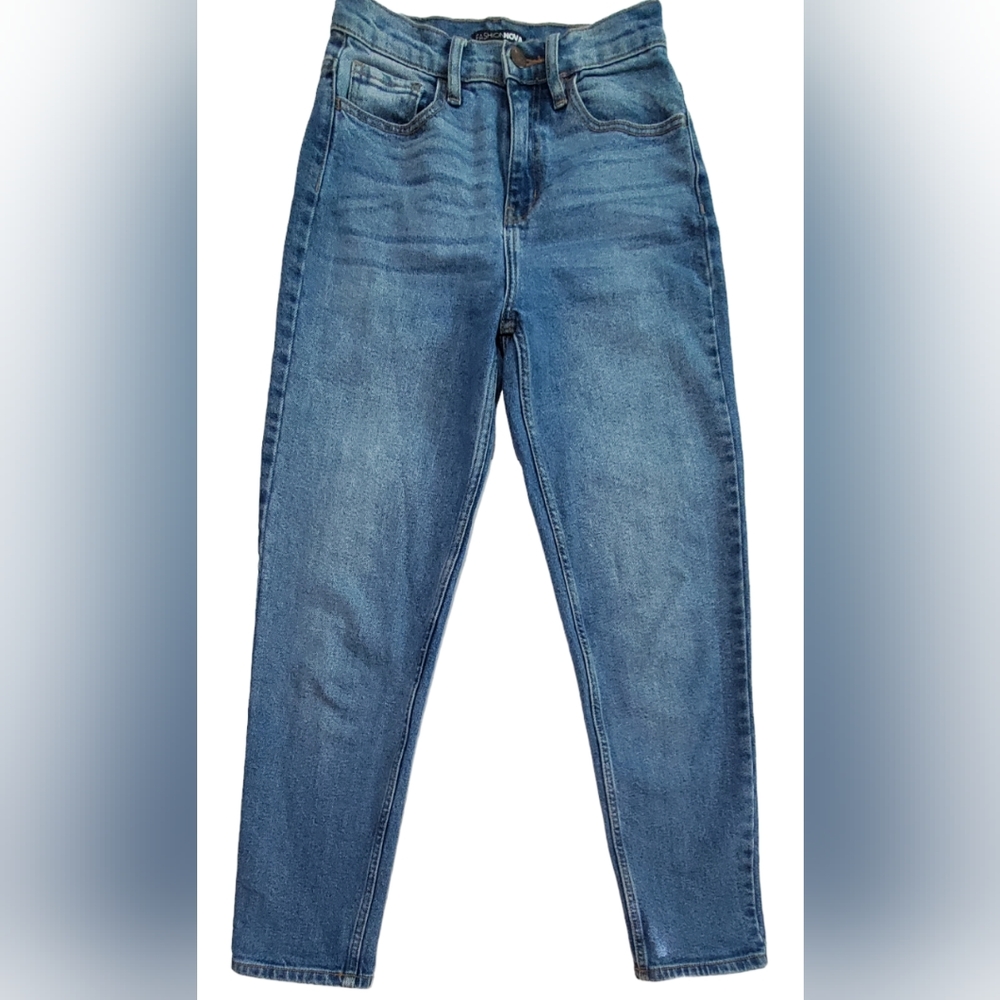 Fashion Nova I Got It From My Mama Light Blue Denim Jeans Womens Size 1 Pants